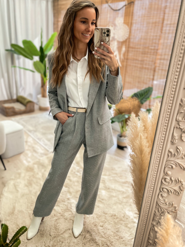 Too glam to give a damn blazer grey