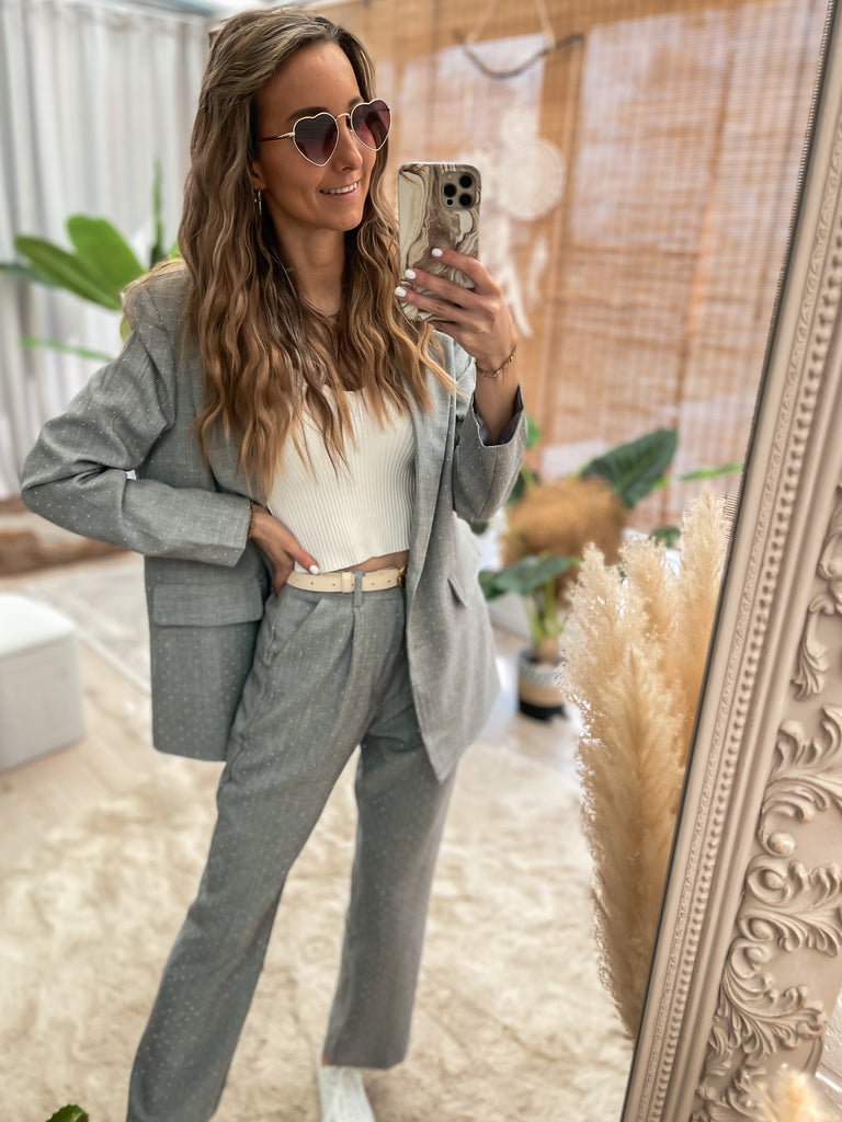 Too glam to give a damn blazer grey
