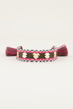 Bohemian armband met bedeltjes bruin/roze