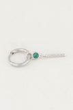 One piece oorring groene malachite & staafje silver