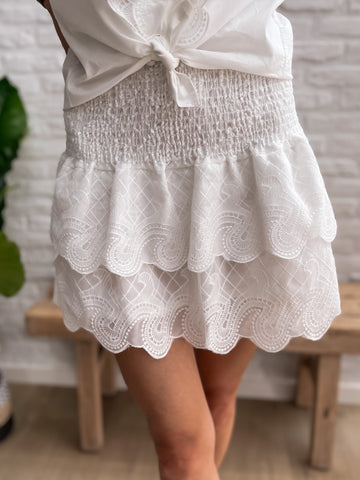 Sequin boho skirt white/gold